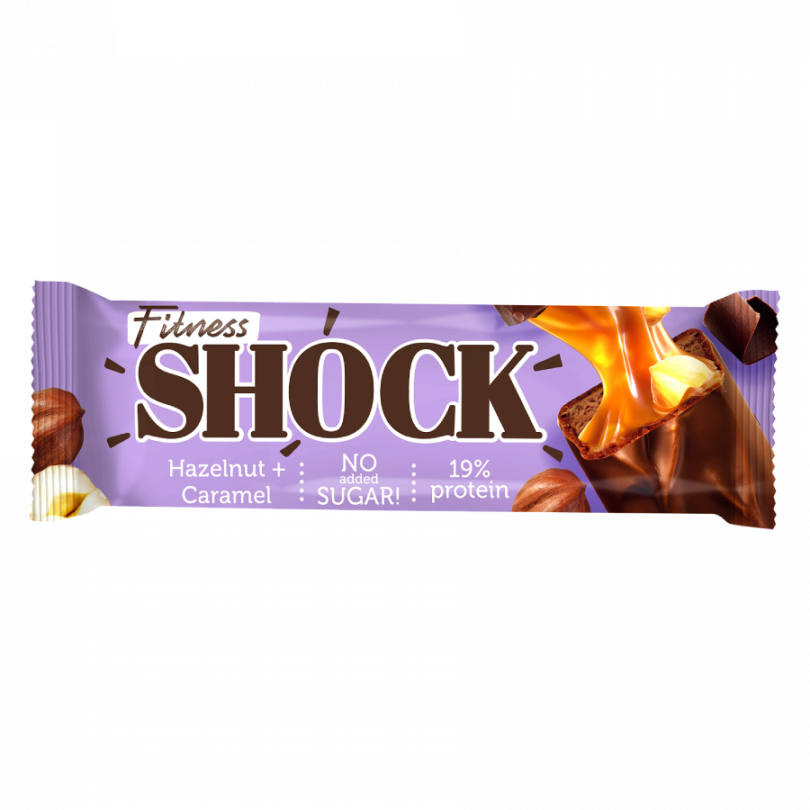 Батончик глазированный "Шоколадная карамель и фундук" FitnesShock